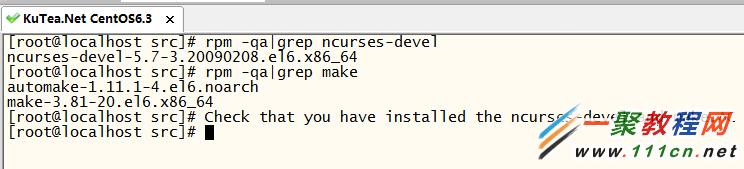 check have installed make and ncurses-devel