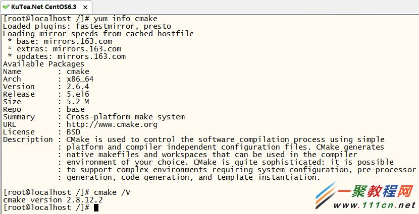 view yum sources cmake version and your system cmake version at this time