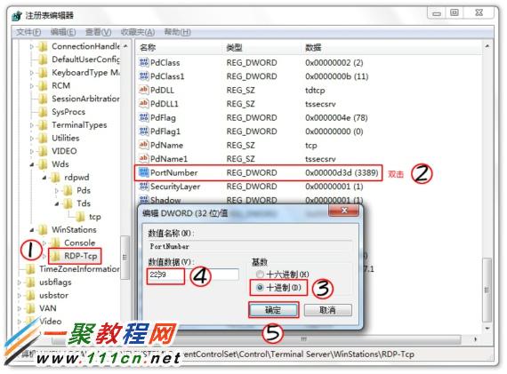 [HKEY_LOCAL_MACHINESYSTEMCurrentContro1SetControlTenninal ServerWinStationsRDP-Tcp]޸ұPortNamberֵĬ϶˿3389޸ĳϣĶ˿ڼɣ2289